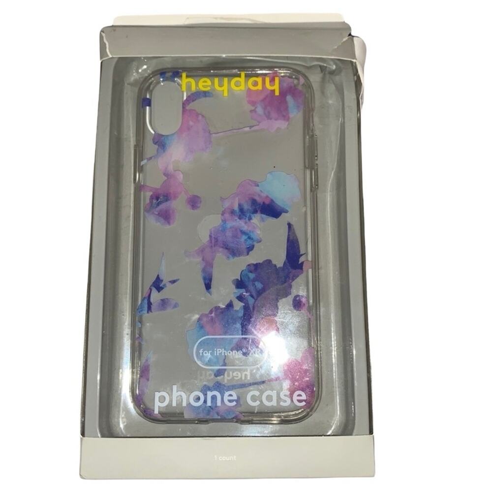 Heyday iPhone XR Case Clear Floral Purple Blue‎ Slim Protective NWT